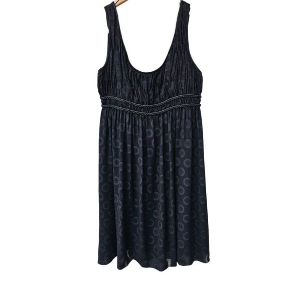 Adrianna Papell Sheer Black Babydoll Dress Sz 14 Empire Waist Whimsy Goth - Picture 1 of 9